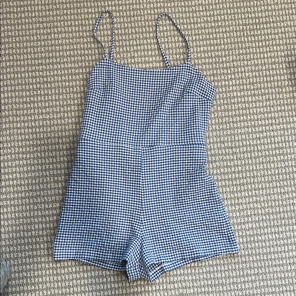 Urban Outfitters Navy Checkered Romper